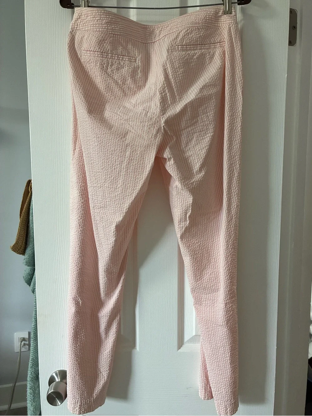 J.Crew Favorite Fit Pink Seersucker Pants 95% Cotton Size 6